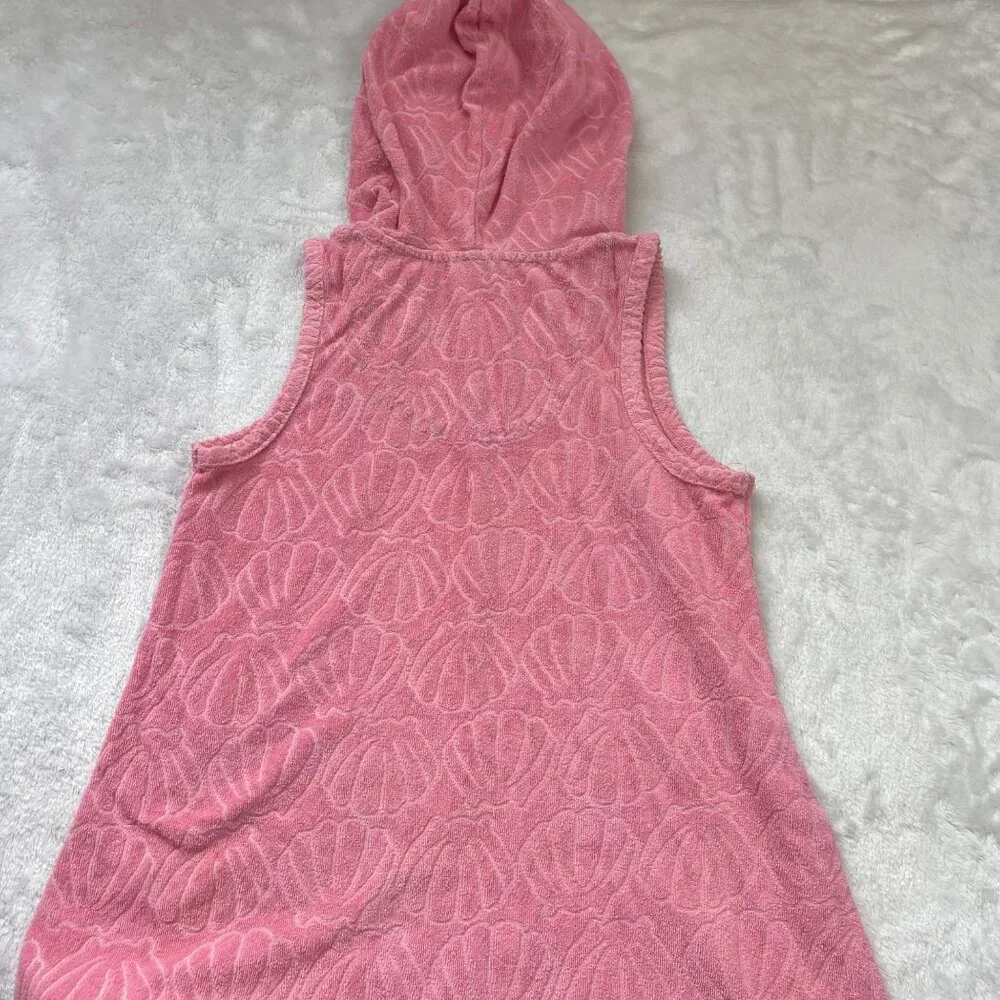 Disney Ariel Swim Cover Up Girls Size 7/8 Terry Cloth Jacquard Shell Hooded Pink